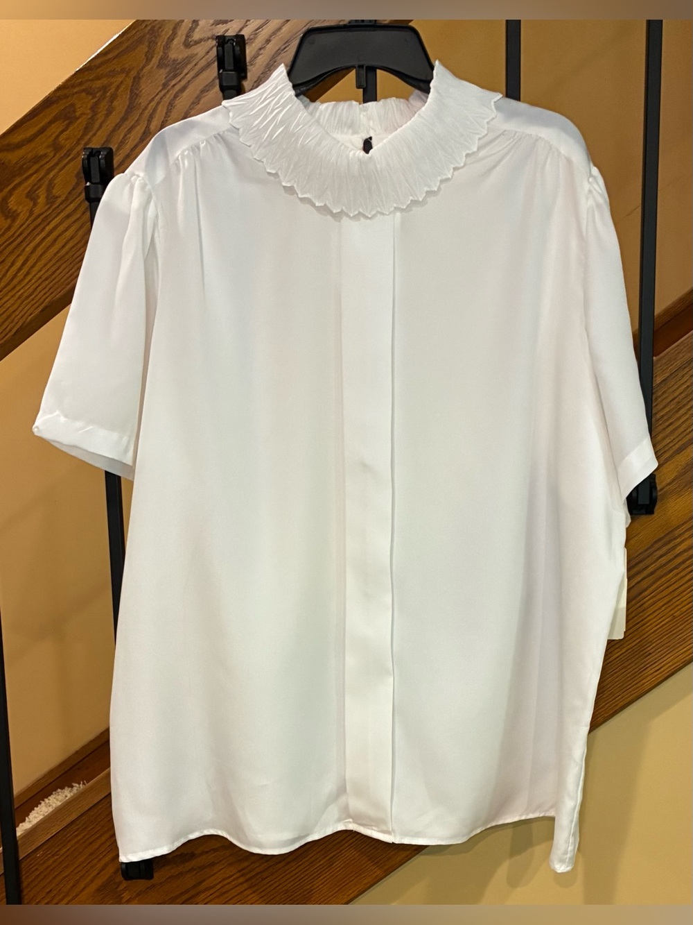 Rhoda Lee Blouse Vintage Mock Neck Short Sleeve Ivory SZ. 24W. NWT